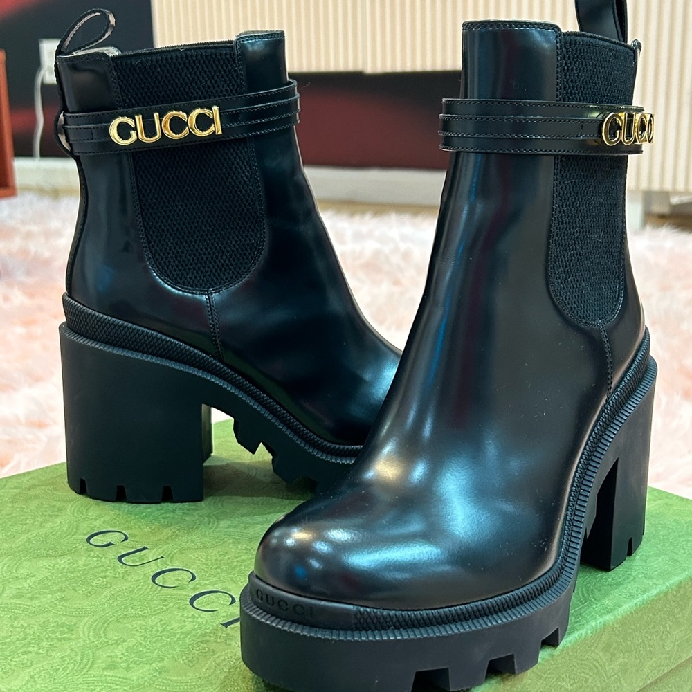 Gucci Black Ankle Boots with Chunky Platform Sole